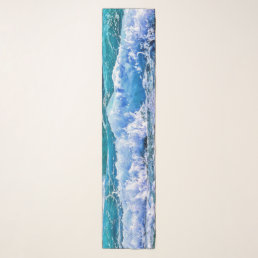 Chic Ocean&#39;s Blue Wave Rolls On Chiffon Scarf