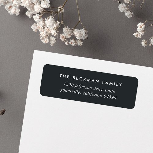 Chic Off_Black Charcoal and White Return Address Label