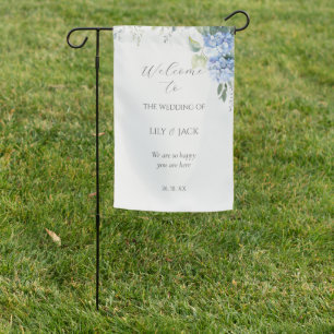 Chic Off-White Floral Hydrangea Event Wedding Garden Flag