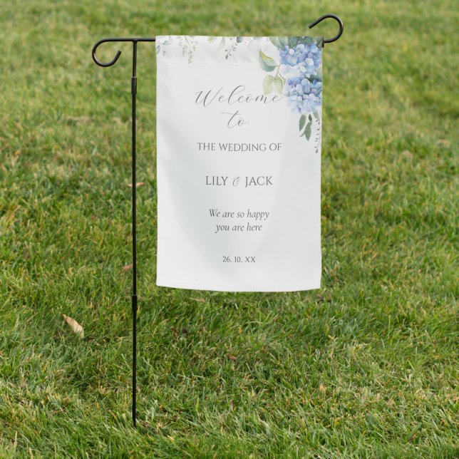 Chic Off-White | Floral Hydrangea Event Wedding  Garden Flag (In SItu)