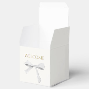 Chic Off White   Ribbon Wedding Welcome Favor Boxes