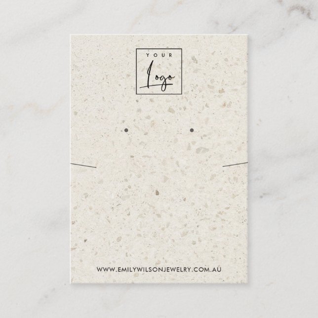 CHIC OFF WHITE TERRAZZO NECKLACE EARRING DISPLAY BUSINESS CARD (Front)