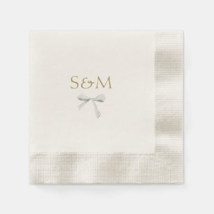 Chic Off White White Ribbon Wedding Welcome Napkins