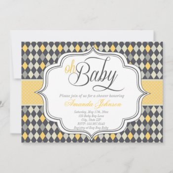 Chic Oh Baby Argyle Baby Shower Invite by brookechanel at Zazzle