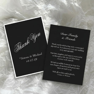 Chic Old Money Bold Black Classic Wedding Thank You Card