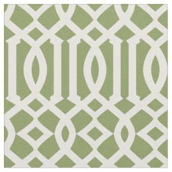 Chic Olive Green And Ivory Trellis Pattern Fabric by cardeddesigns at Zazzle