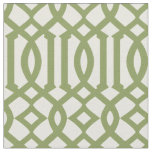 Chic Olive Green and Ivory Trellis Pattern Fabric