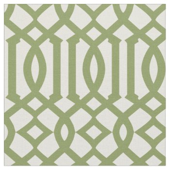 Chic Olive Green And Ivory Trellis Pattern Fabric by cardeddesigns at Zazzle