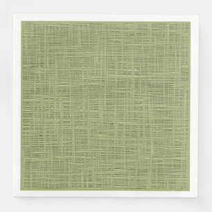 Chic Olive Green Faux Jute Weave Fabric Pattern Paper Dinner Napkins