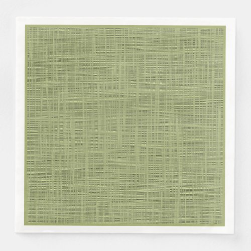 Chic Olive Green Faux Jute Weave Fabric Pattern Paper Dinner Napkins
