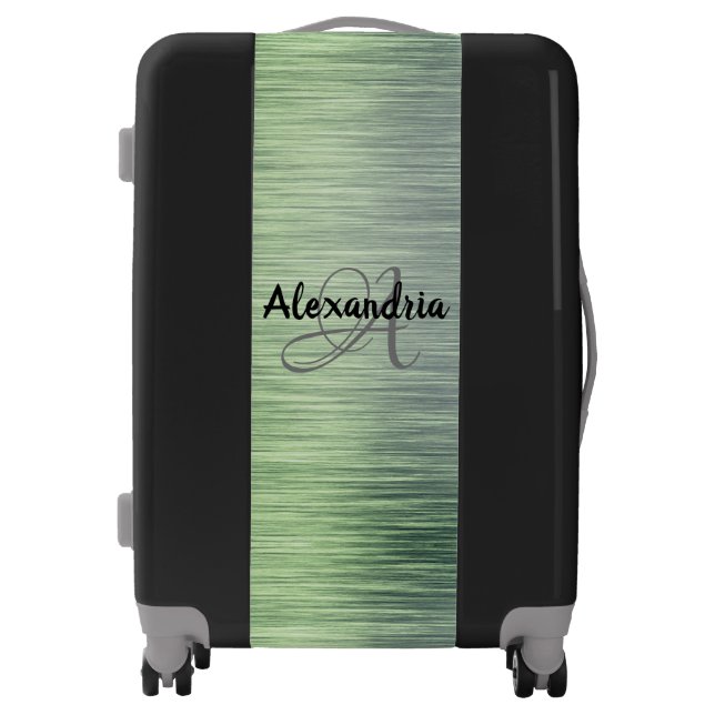 Chic Olive Green Monogram Luggage (Front)