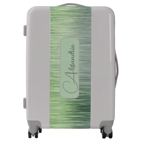 Chic Olive Green Personalized Luggage