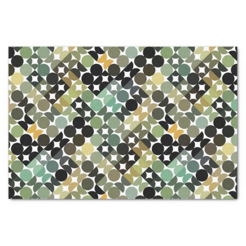 Chic Olive Green Taupe Beige Circles Art Pattern Tissue Paper