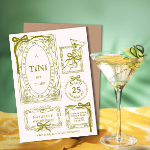 Chic Olive Line Art A Tini Bit Older 30th Birthday Invitation
