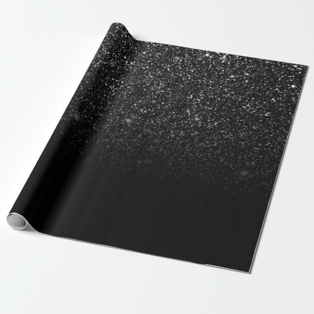Chic Ombre Black Glitter Wrapping Paper (Unrolled)