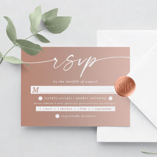 Chic Ombre Clay & Blush Pink Wedding Meal Choice RSVP Card