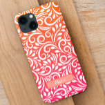 Chic Ombre Floral Pattern Elegant Name Pink Orange iPhone 13 Case<br><div class="desc">Eye catching design features a background consisting of an abstract white floral pattern and a fun orange & pink ombre gradient pattern. Add custom name in stylish white script with the simple to use template. Font type may be further customized in the design tool area. Contact me at beachpausedesigns@gmail.com with...</div>