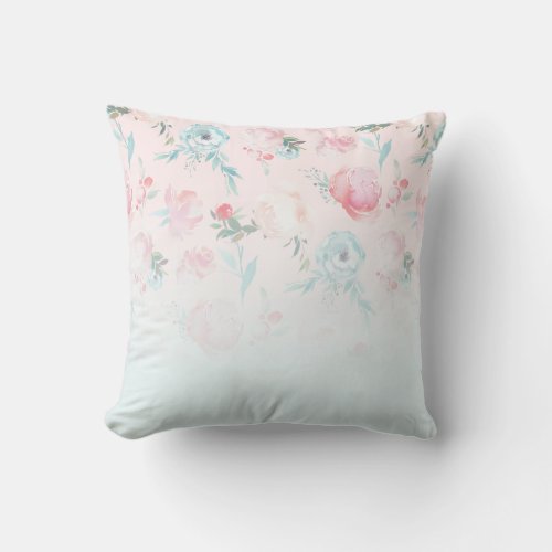 Chic Ombre French Garden Floral Peony Pattern Throw Pillow