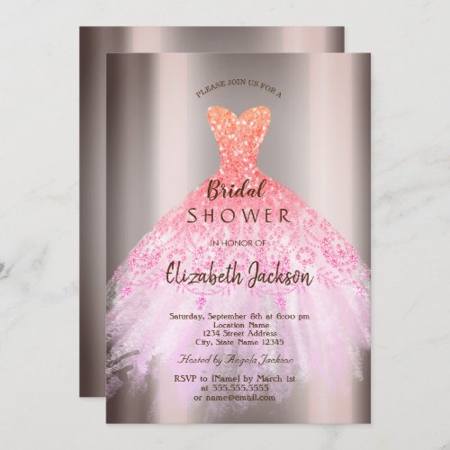 Chic Ombre Glitter Dress Bridal Shower Invitation