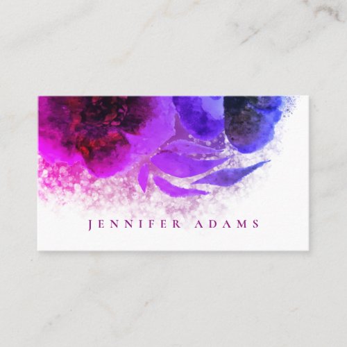Chic Ombre Pink Purple Plum Floral  Business Card