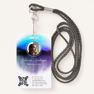 Chic Ombre Watercolor Abstract Script Photo Logo Badge