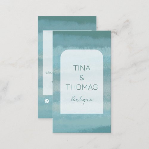 Chic Ombre Watercolor Social Media Teal Colorful Business Card