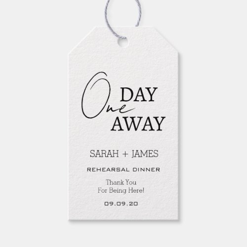 Chic One Day Away Rehearsal Dinner Party Thank You Gift Tags