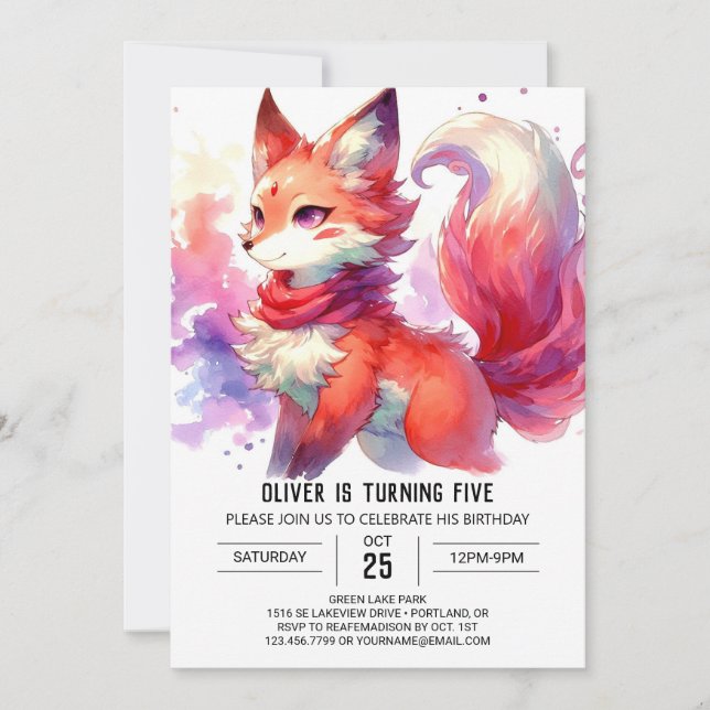 Chic Online Fox Birthday Invitation (Front)