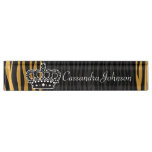 Chic Orange And Black Tiger Print And Crown Desk Name Plate at Zazzle