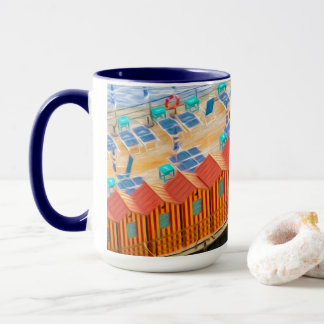 Chic Orange and Blue Cabanas Beach Style Mug