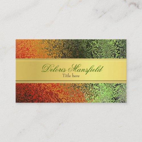 Chic Orange and Green Foil Look Business Card