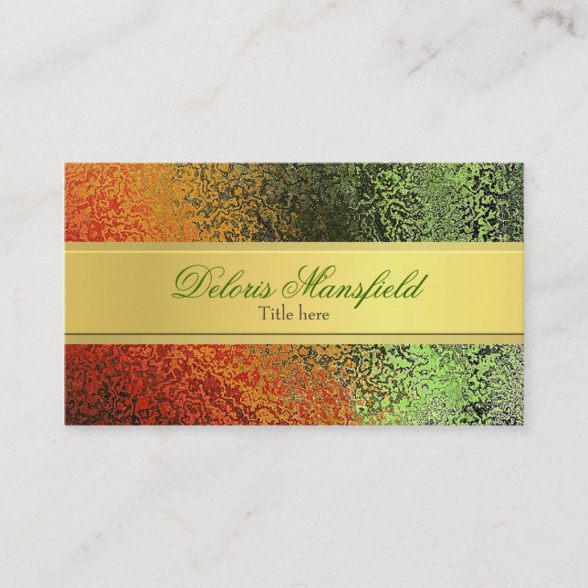 Chic Orange and Green Foil Look Business Card (Front)