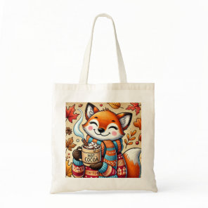 Chic Orange and White Minimalist Fox Tote Bag