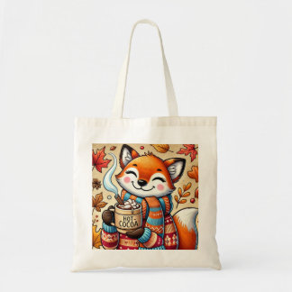Chic Orange and White Minimalist Fox Tote Bag