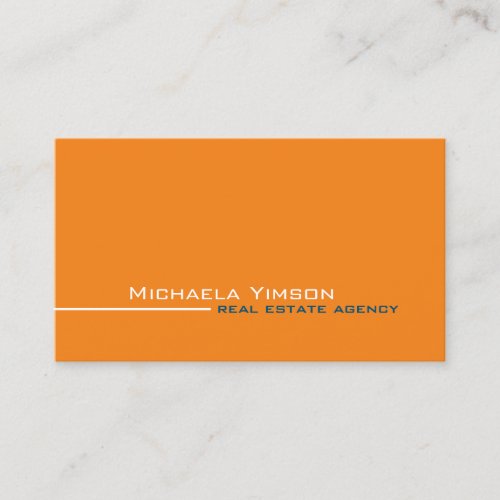 Chic Orange and White Simple Modern Professional Business Card