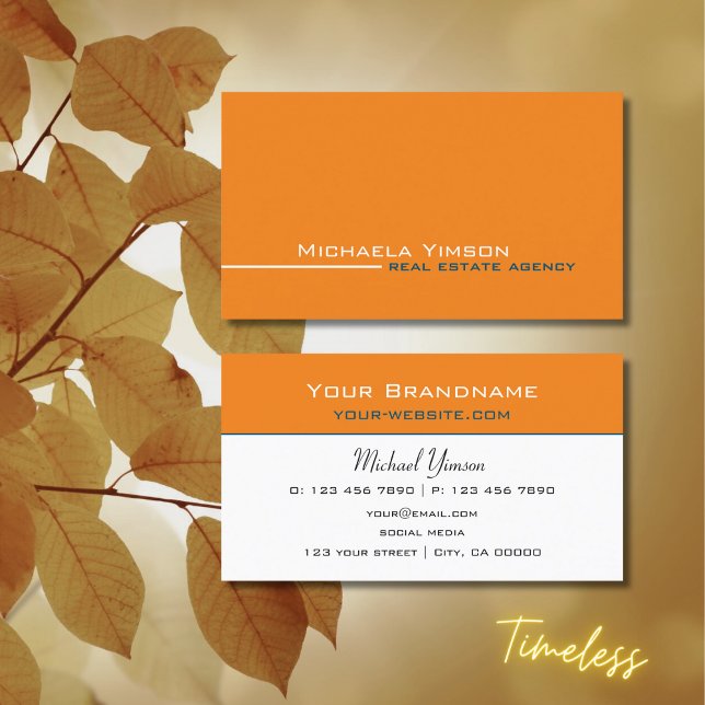 Chic Orange and White Simple Modern Professional Business Card (Creator Uploaded)