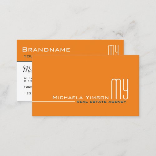 Chic Orange and White with Initials Professional Business Card