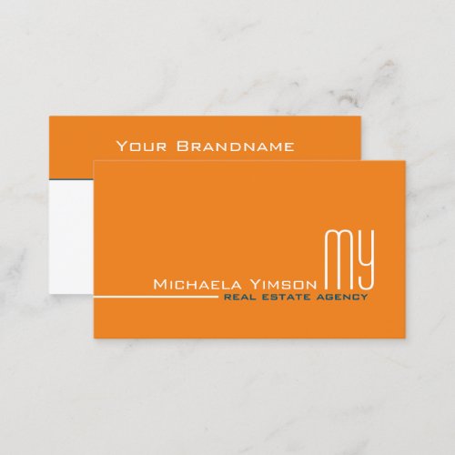 Chic Orange and White with Monogram Professional Business Card