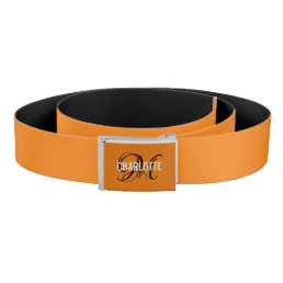 Chic orange black monogram name belt