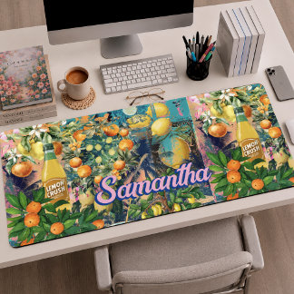 Chic Orange Blue Turquoise Sicilian Citrus Art Desk Mat