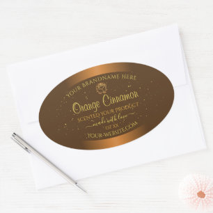 Chic Orange Brown Product Labels Gold Glitter Rose