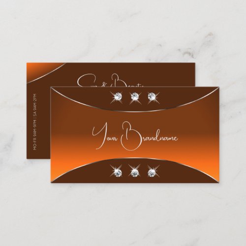 Chic Orange Brown with Silver Decor Sparkly Jewels Business Card