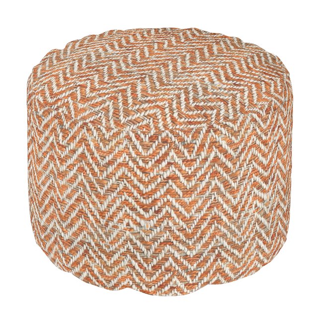 Chic orange chevron pattern pouf (Angled Back)
