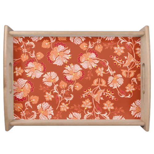 Chic orange floral pattern  serving tray
