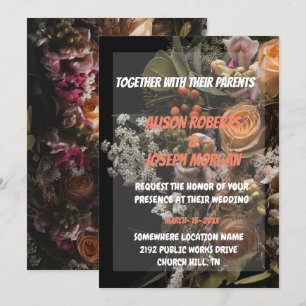 Chic orange floral   Wedding Invitation