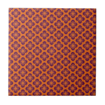 Chic Orange Grape Purple Abstract Flower Pattern