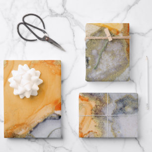 Chic Orange Grey Gold Abstract Art Wrapping Paper Sheets