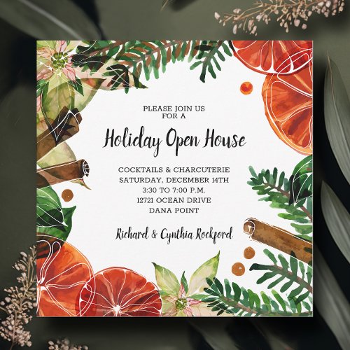 Chic Orange Slices and Cinnamon Christmas Invitation