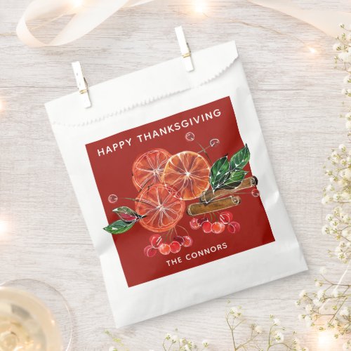 Chic Orange Slices and Cinnamon Sticks Autumn Favor Bag