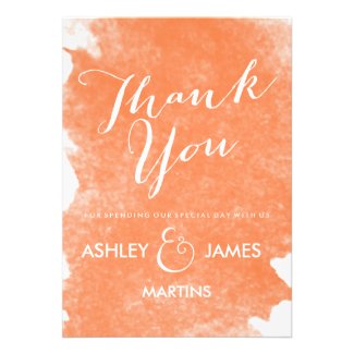 CHIC ORANGE WATERCOLOR THANK YOU CARDS